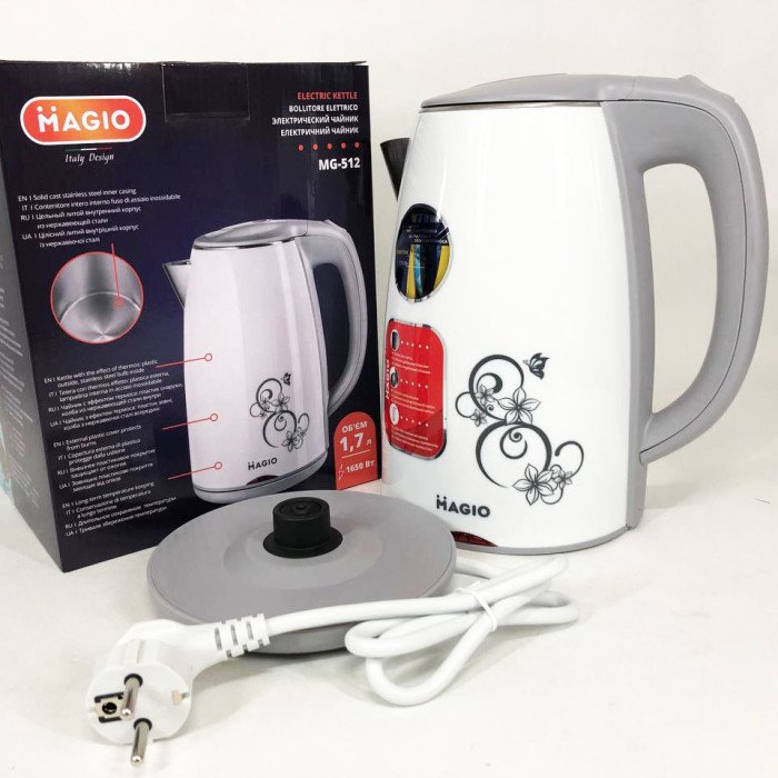 Електрочайник MAGIO MG-512, 1.7 л 1650 Вт, стильний електрочайник, чайник електро, чайник дисковий