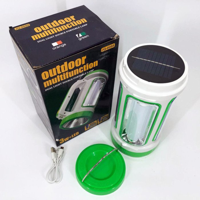 Ліхтар переносний кемпінг 6088-LED+COB з функцією PowerBank, кемпінговий світильник. Колір: зелений