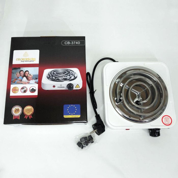 Плита Crownberg CB-3740 настільна електрична однокомфоркова спіральна