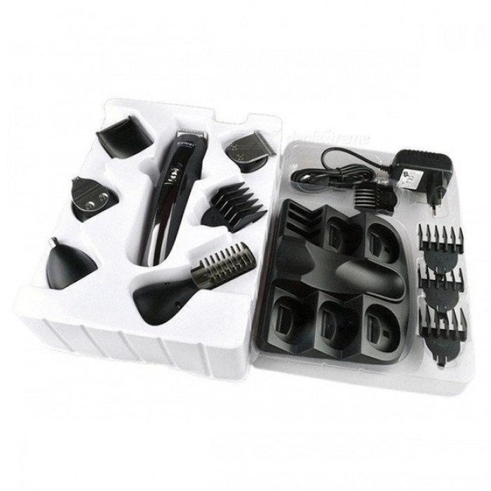 Тример чоловічий Kemei KM-600 універсальний 11 в 1 для стрижки волосся та гоління бороди та носа, бездротовий