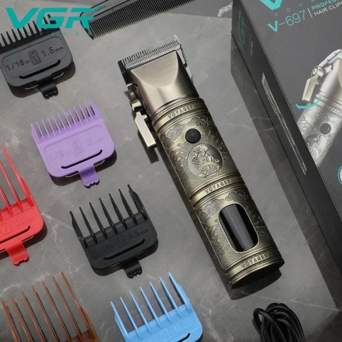 Тример для волосся VGR V-697 LED Display 8 насадок, окантувальна машинка, триммер бездротовий