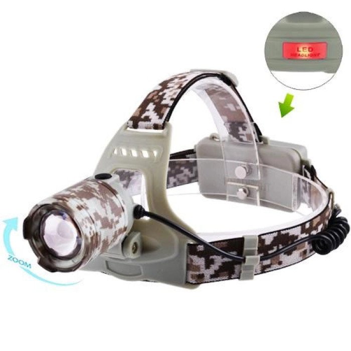 Ліхтар налобний 2130-T6 Military, акумуляторний 18650х2, zoom, зарядка micro USB, Головний ліхтарик