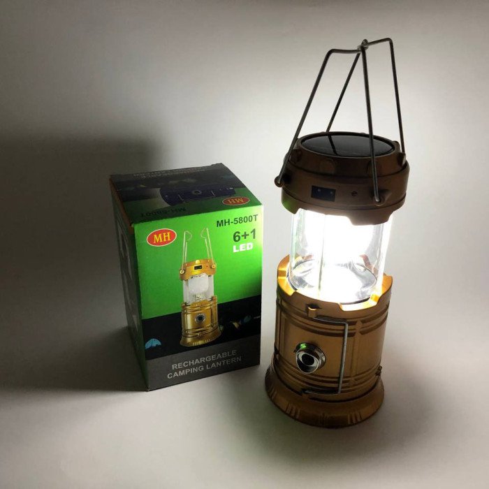 Кемпінговий ліхтар із сонячною панеллю, Багатофункціональний led ліхтар, Лампа для кемпінгу яскрава