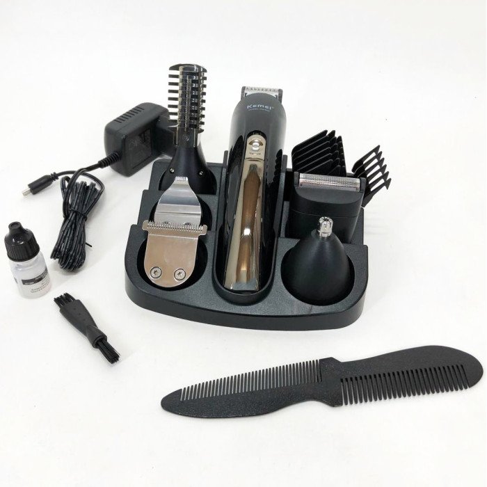 Тример чоловічий Kemei KM-600 універсальний 11 в 1 для стрижки волосся та гоління бороди та носа, бездротовий
