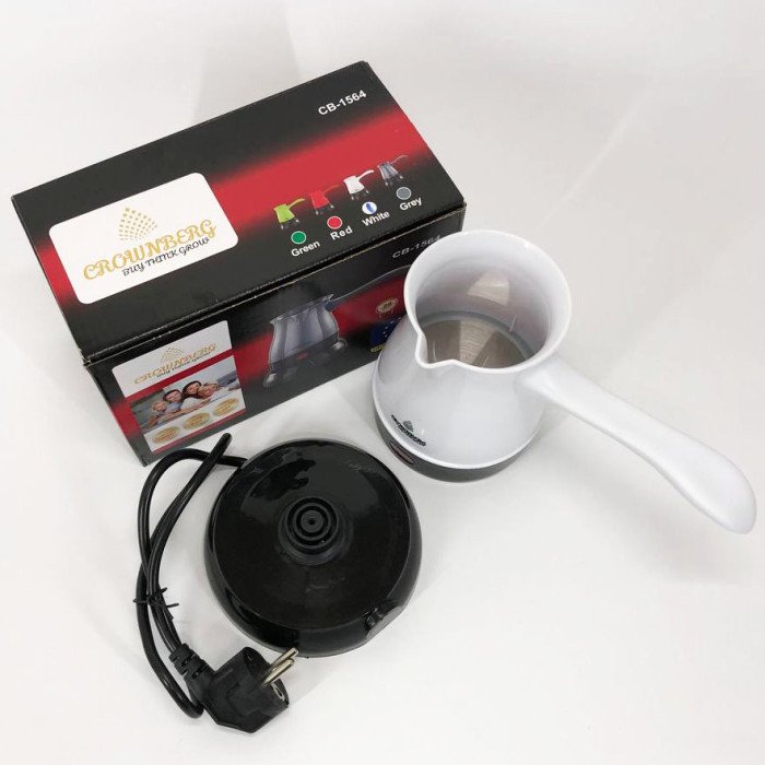 Турка електрична кавоварка Crownberg CB-1564, електротурка для кави, Електронна турка. Колір: білий