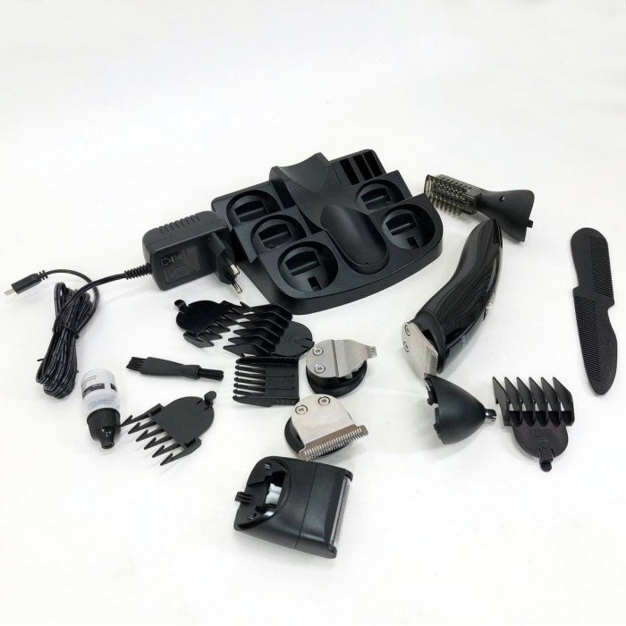 Тример чоловічий Kemei KM-600 універсальний 11 в 1 для стрижки волосся та гоління бороди та носа, бездротовий