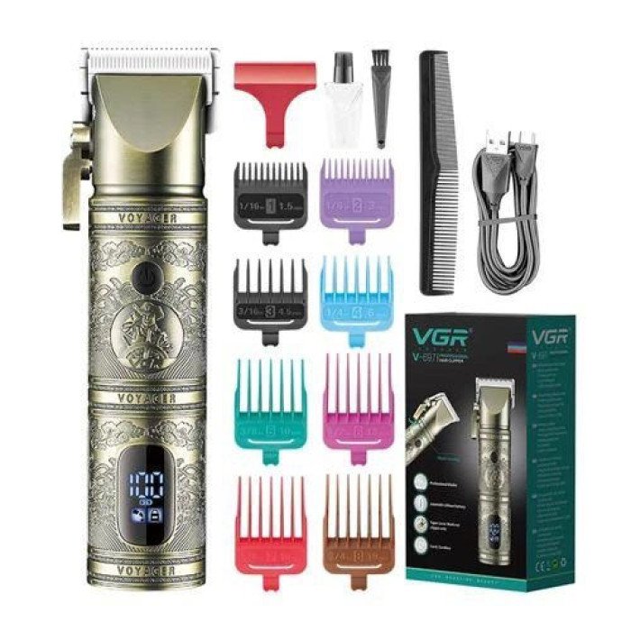 Тример для волосся VGR V-697 LED Display 8 насадок, окантувальна машинка, триммер бездротовий