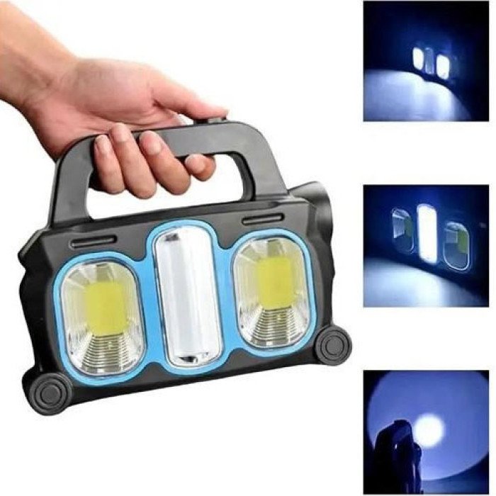 Ліхтар ручний на сонячній батареї 3в1 HB-6168-LED+2COB з боковою лампою, на 3 режими (з функцією Power Bank)