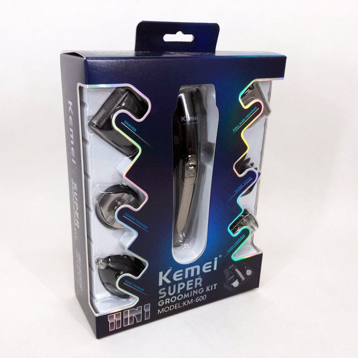 Тример чоловічий Kemei KM-600 універсальний 11 в 1 для стрижки волосся та гоління бороди та носа, бездротовий