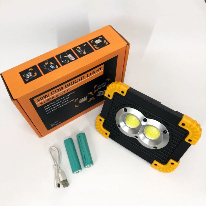Прожектор світлодіодний X-Balog L802-20W-2COB+1W, ліхтар прожектор світильник, аварійна лампа