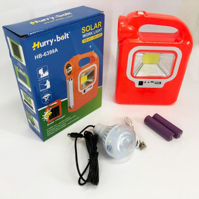 Ліхтар кемпінг переносний 6399А - LED+COB, power bank, 2x18650, сонячна батарея. Колір: помаранчевий