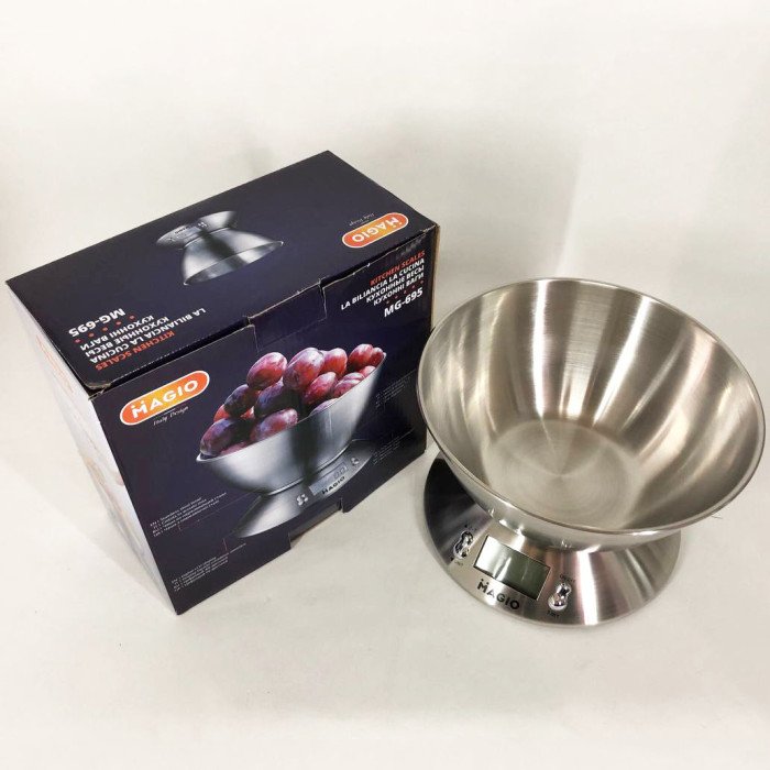 Ваги кухонні на 5 кг з нержавіючої сталі MAGIO MG-695, ваги міні, Ваги кухонні зі знімною чашею