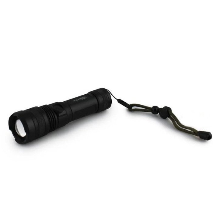 Ручний акумуляторний світлодіодний ліхтар Police X-Balog BL-1827-P90 переносний з USB заряджанням оптичним зумом і металевим корпусом + ремінець на руку