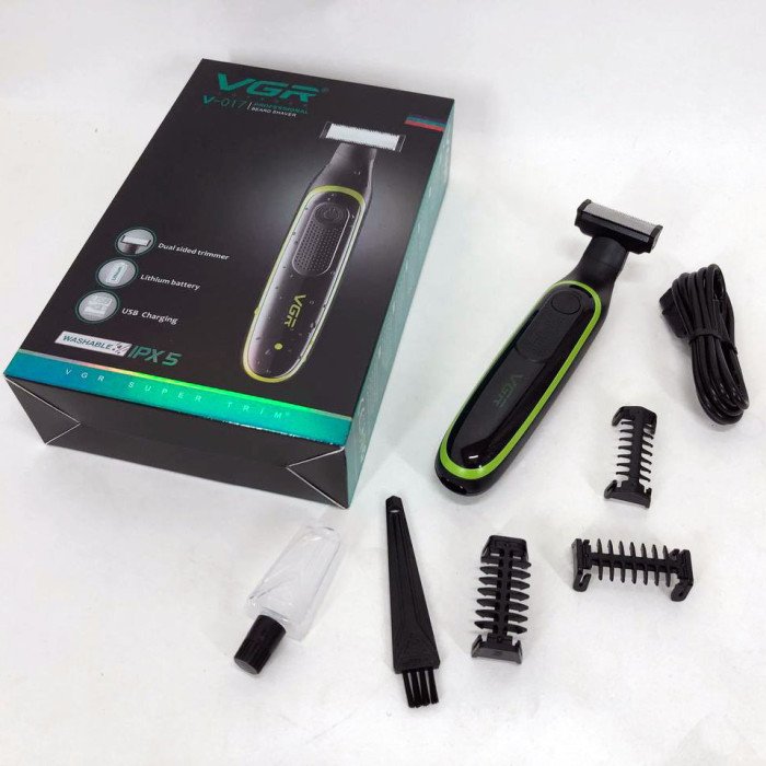 Чоловічий акумуляторний триммер для бороди та вусів VGR V-017 верстат для вологого та сухого гоління
