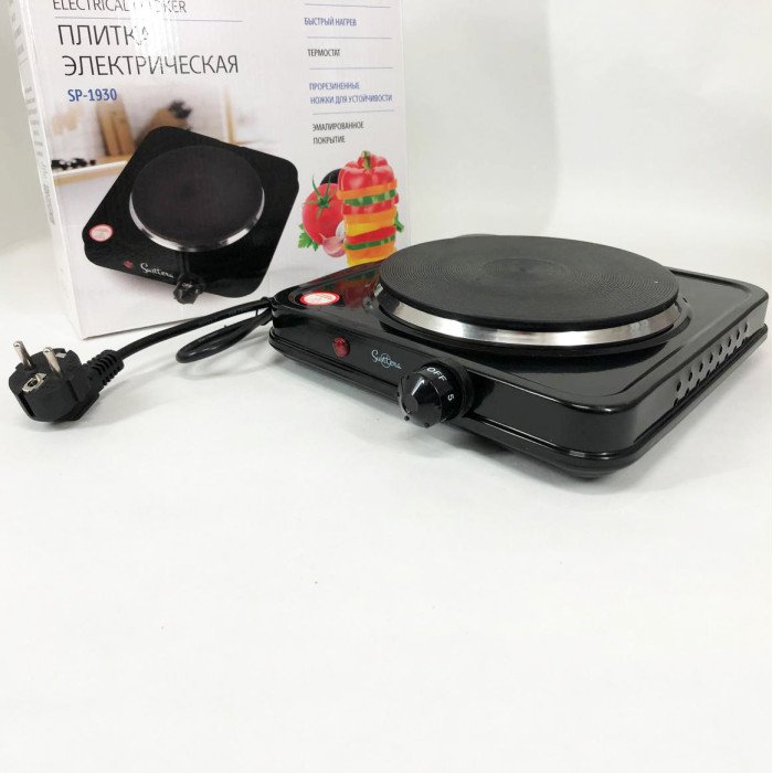 Плита електрична Suntera SP-1930, побутова плита, плита домашня. Колір: чорний