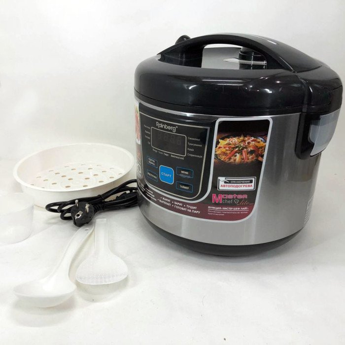 Мультиварка Rainberg RB-801 з 12 програмами 1500 Вт на 6 літрів, скороварка пароварка мультиварка