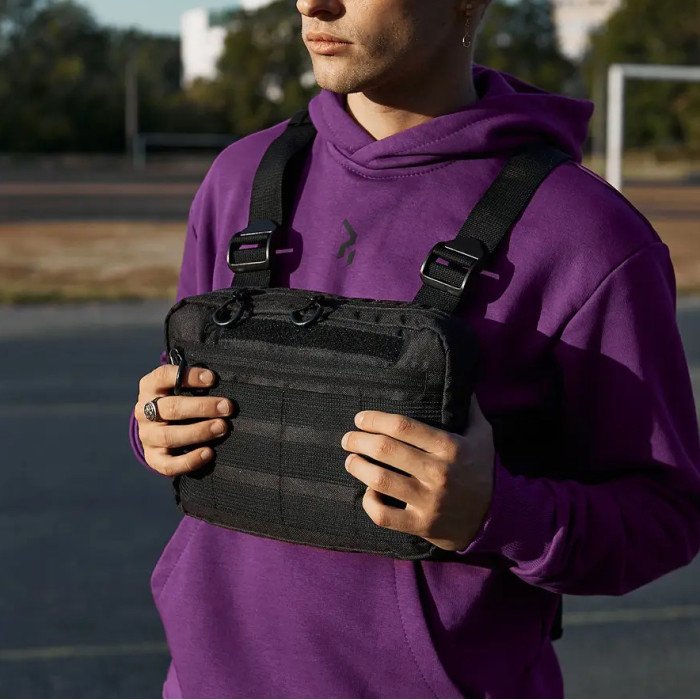 Чоловіча сумка рюкзак слінг, Сумка ЗСУ, Нагрудна сумка кобура, Нагрудна сумка тактична тканинна