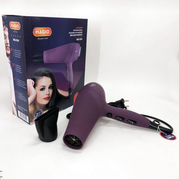 Потужний універсальний фен MAGIO MG-554, гарний фен для волосся, фен з насадкою для прикореневого об'єму