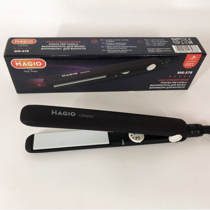 Щипці випрямляч для волосся 45Вт кераміка, регулювання t. MAGIO МG-578, Стайлер для укладання