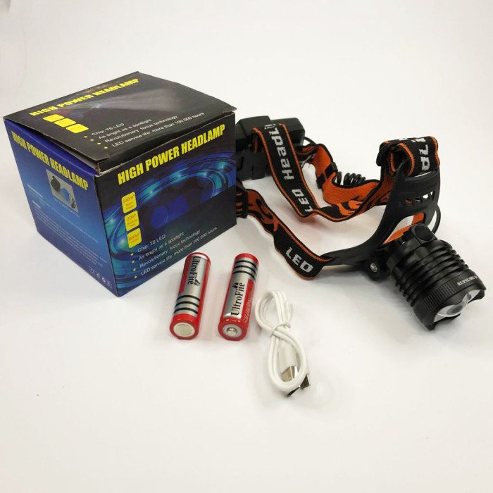 Ліхтар налобний Police BL-2189 T6 (MicroUSB), універсальний, з оптичним зумом, водонепроникний ліхтар