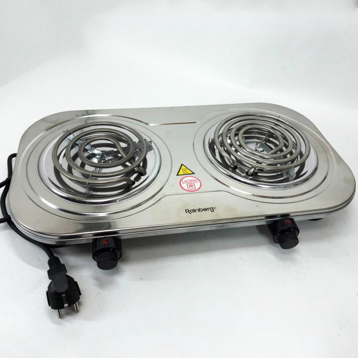 Електрична плита Rainberg RB-008 на 2 поверхні спіральна + 2 регулятори 3500 Вт