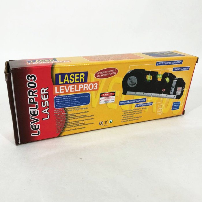 Лазерний рівень Laser Level Pro 3 з вбудованою рулеткою, Високоточний лазерний рівень