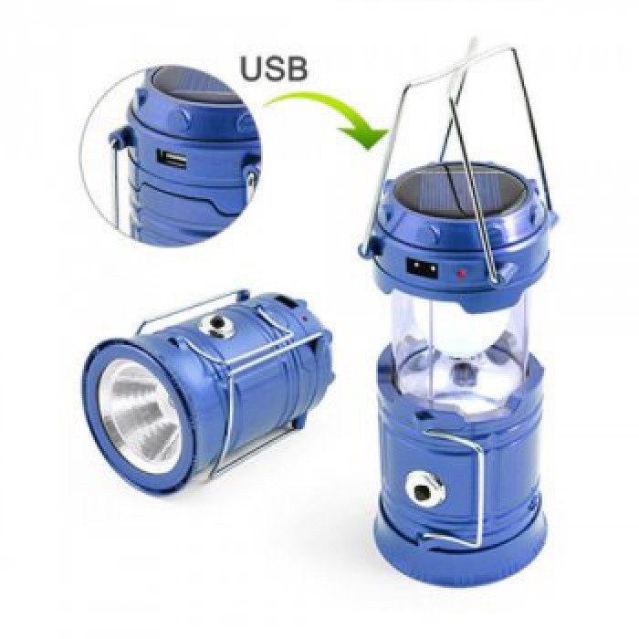 Туристичний ліхтар-лампа на сонячній батареї з функцією павербанку CAMPING MH-5800T. Колір: синій