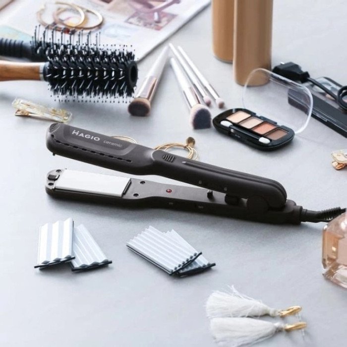 Щипці для волосся MAGIO MG-722 з насадками для гофре, Плойка вирівнювач, Випрямляч для волосся 2в1