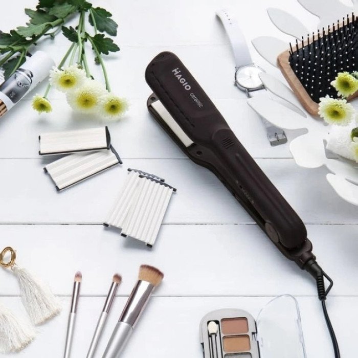 Щипці для волосся MAGIO MG-722 з насадками для гофре, Плойка вирівнювач, Випрямляч для волосся 2в1