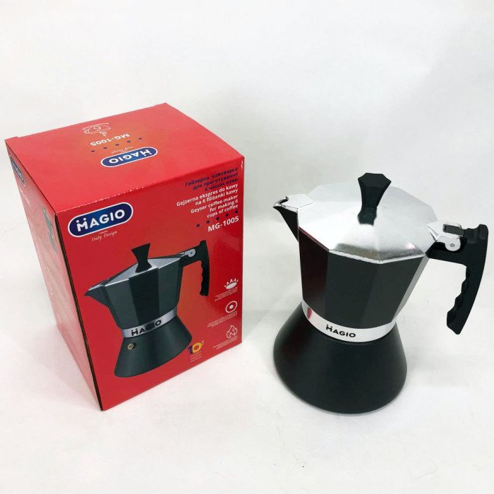 Кавоварка гейзерна Magio MG-1005 300 мл, гейзерна кавоварка для плити, кавоварка гейзерного типу, кавник