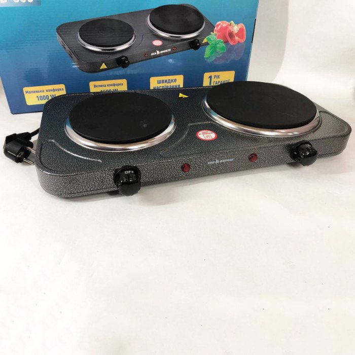 Настільна плита електрична Sea Breeze SB-065 2500 Вт, Електроплита подвійна, двоконфоркова настільна