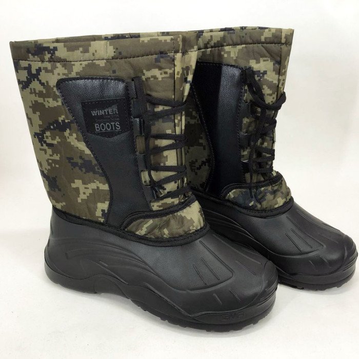 Чоботи чоловічі утеплені Розмір 43, чоботи гумові зимовий утеплювач, черевики Колір: зелений піксель