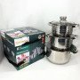 Набір каструль Rainberg RB-604 нержавіюча сталь, капсульне 9-ти шарове дно (3 каструлі 3 кришки)