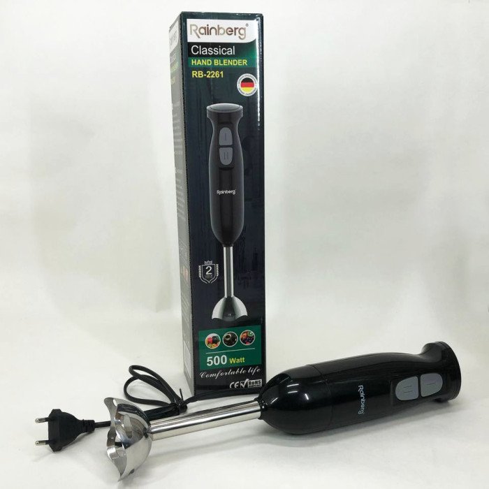 Блендер занурювальний Rainberg RB-2261 - 500 Вт, блендер для дому, блендер для кухні. Колір: чорний
