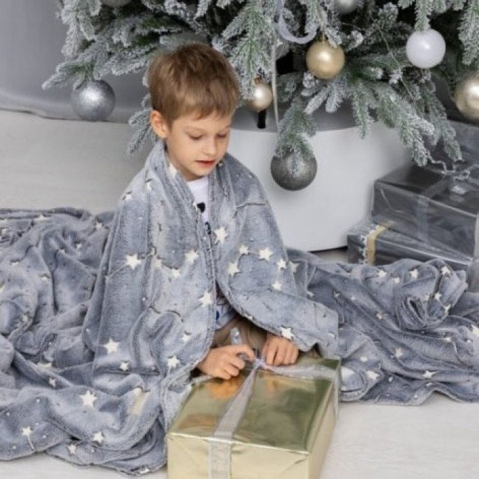 Покривало світиться вночі, Плед покривало флісовий дитячий, Дитяча ковдра день ніч