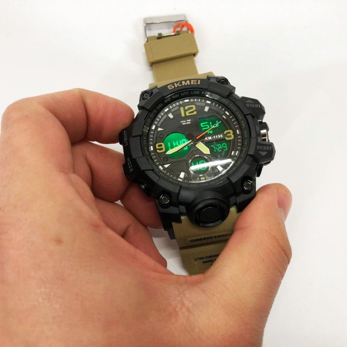 Годинник наручний чоловічий SKMEI 1155BKH KHAKI, водостійкий тактичний годинник, армійський годинник. Колір: хакі