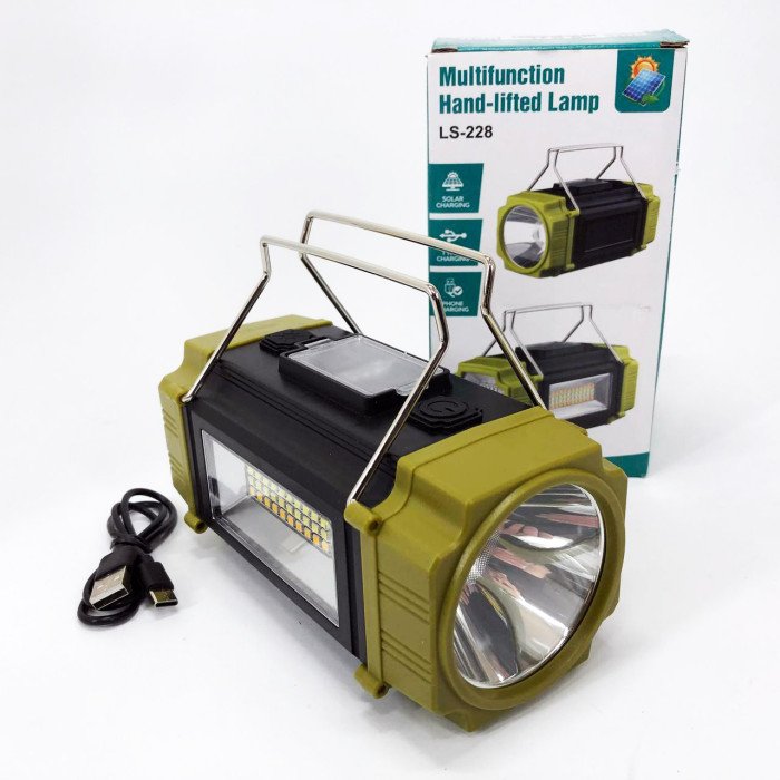 Ліхтар переносний LS-228-LED WHITE+RED+BLUE+YELLOW, Ліхтар для кемпінгу з вбудованим зарядним пристроєм