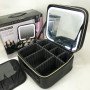 Портативна косметичка органайзер дорожній бьюті кейс з ручкою для перенесення дзеркалом та світлодіодним LED-підсвічуванням