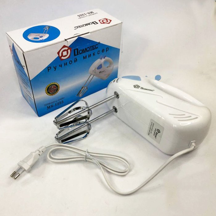 Міксер Domotec MS-1355 ручний з насадками для збивання та для тесту, Зручний міксер для кухні