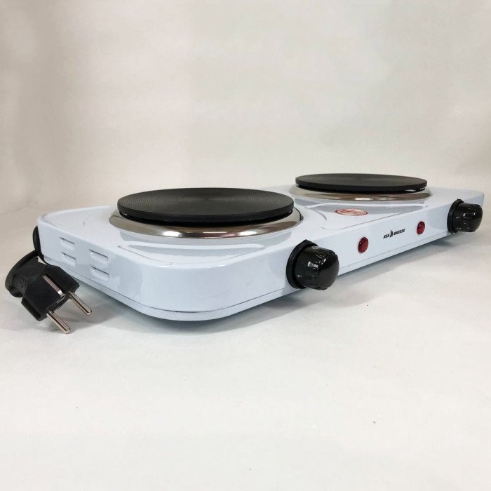 Настільна плита електрична Sea Breeze SB-063, подвійна електроплита, двокомфорочна. Колір: білий