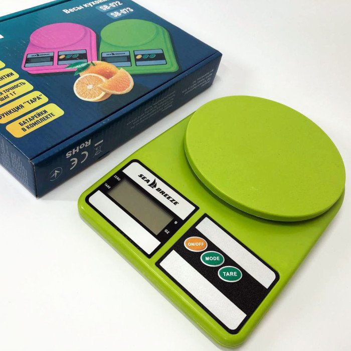Ваги кухонні SeaBreeze SB-073, Електричні кухонні ваги, Точні кухонні ваги. Колір: зелений