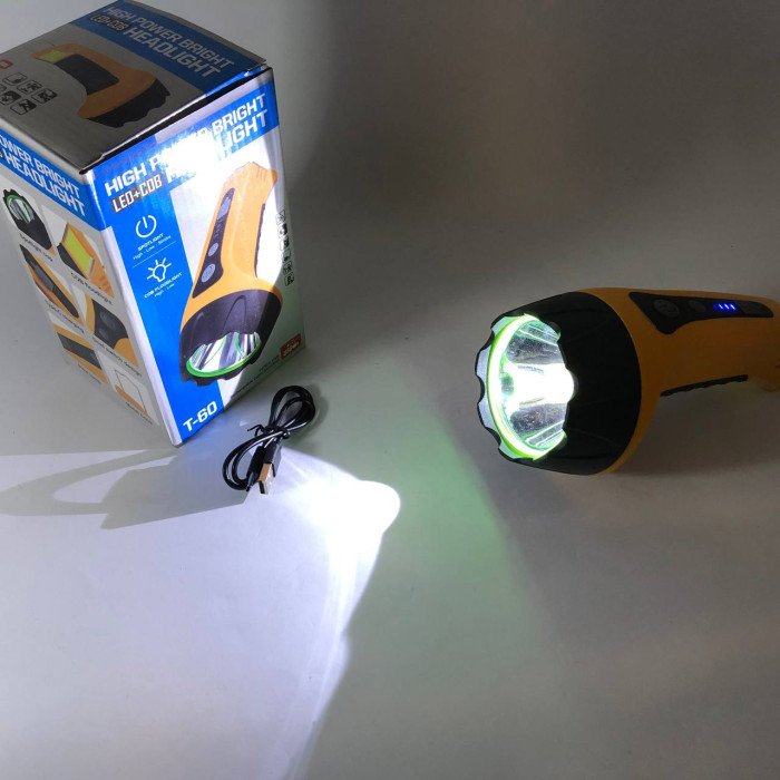 Ліхтар ручний T60-3W-COB з гаком, Освітлення для кемпінгу, Лампа для кемпінгу акумуляторна