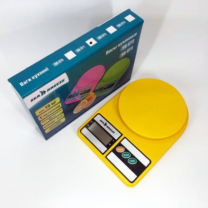 Ваги кухонні SeaBreeze SB-071, Електричні кухонні ваги, Точні кухонні ваги. Колір жовтий
