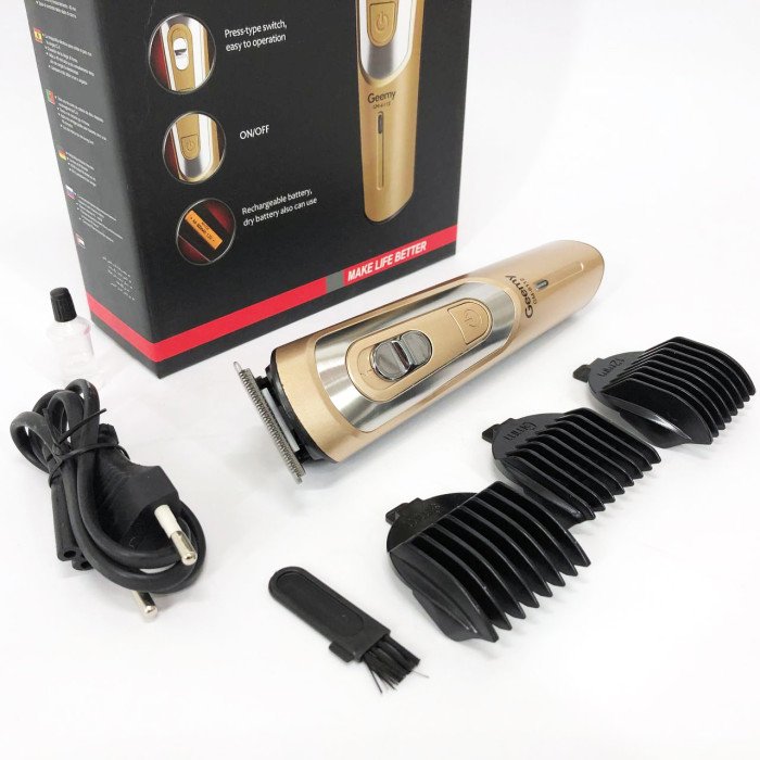 Бездротова машинка для стрижки волосся GEMEI GM-6112 акумуляторна. Колір: золотий