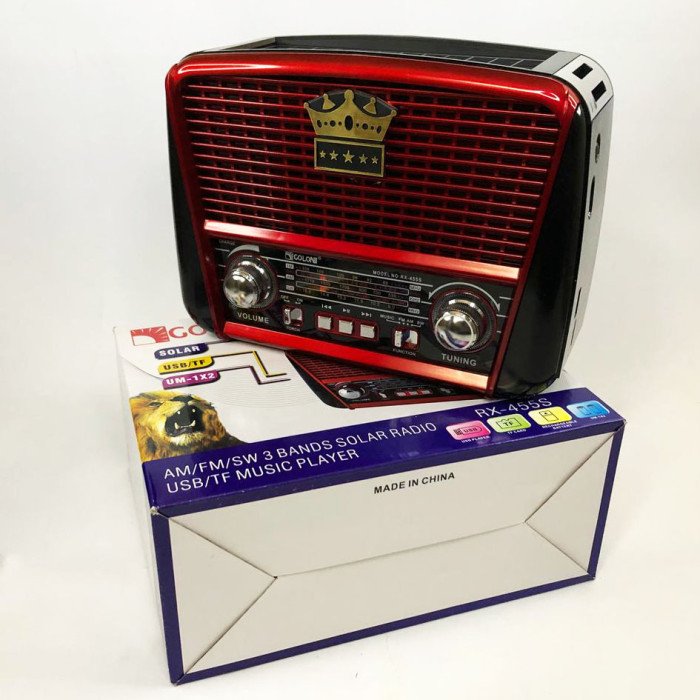 Радіоприймач Golon RX-455S USB / акумулятор сонячна панель, Радіоприймач з гарним прийомом для дачі