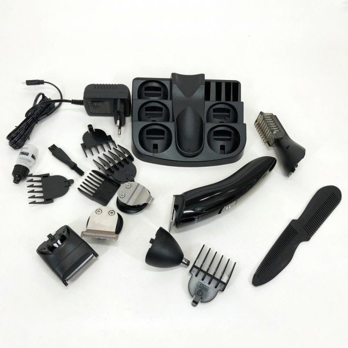 Тример чоловічий Kemei KM-600 універсальний 11 в 1 для стрижки волосся та гоління бороди та носа, бездротовий