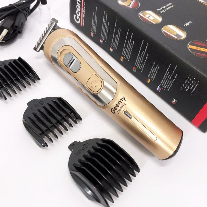 Бездротова машинка для стрижки волосся GEMEI GM-6112 акумуляторна. Колір: золотий