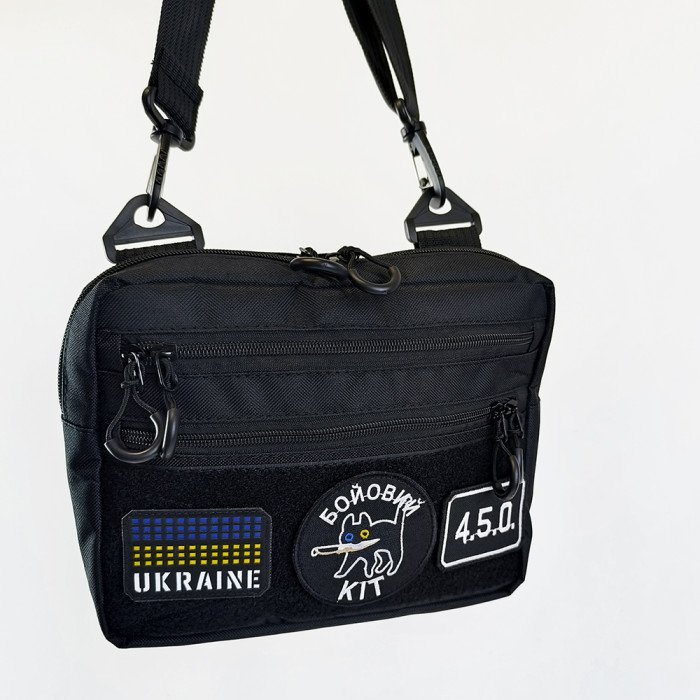 Тактична сумка для патчів Cordura 600D — 5 кишень, месенджер чорний з тканини