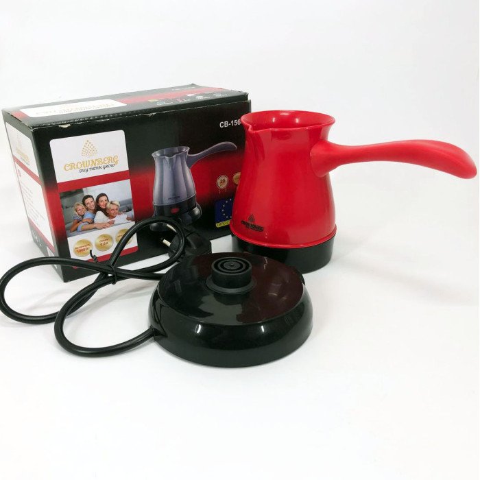 Турка електрична кавоварка Crownberg CB-1564, електро кавоварка турка. Колір: червоний