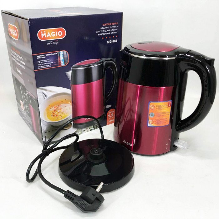 Електрочайник MAGIO MG-984, стильний електричний чайник, хороший електричний чайник, електронний чайник